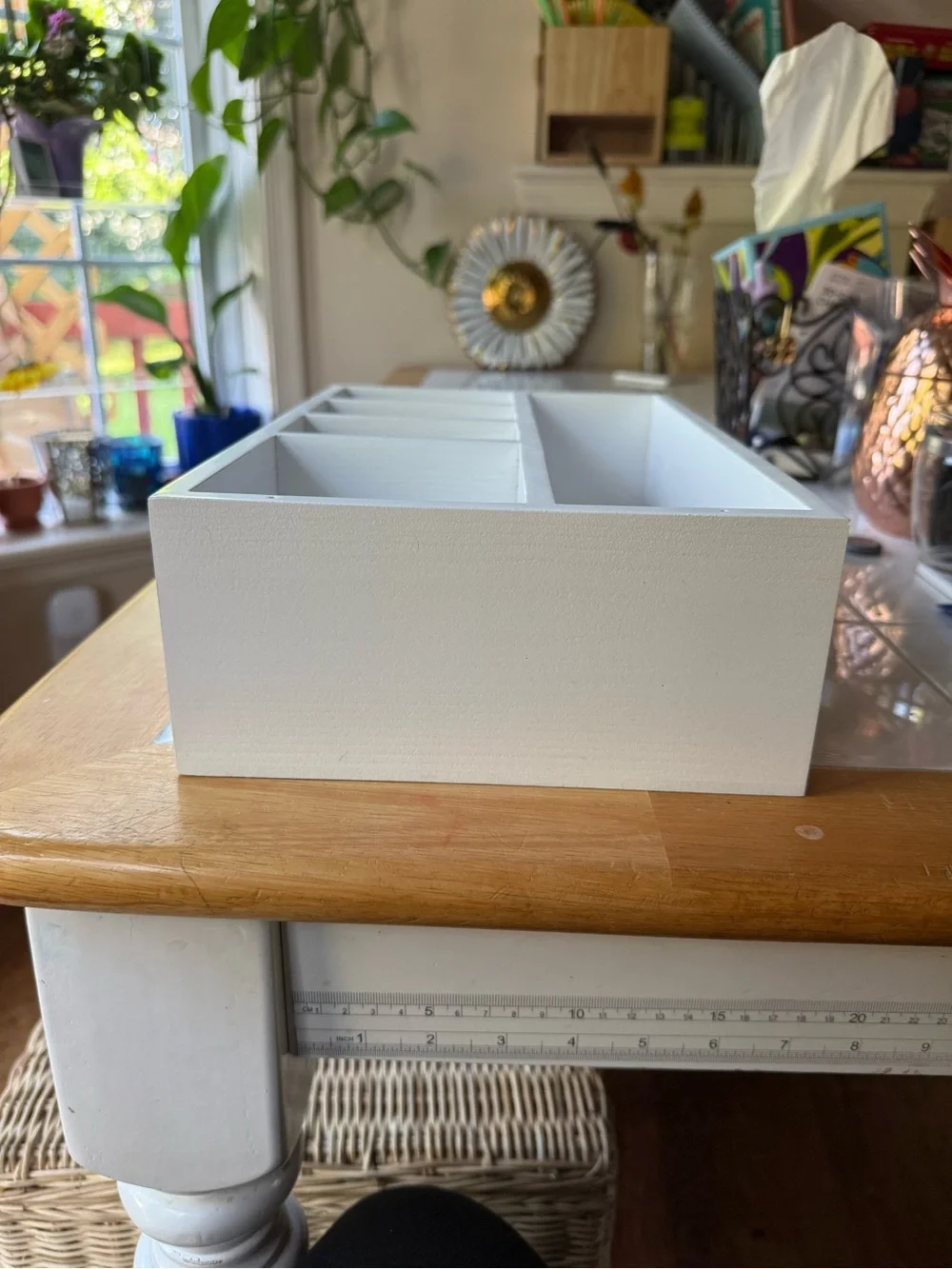 White Wood Utensil and Plate Organizer